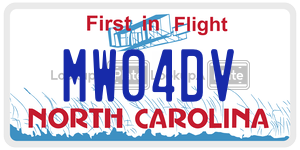 MW04DV license plate in North Carolina
