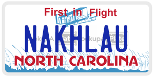 NAKHLAU license plate in North Carolina