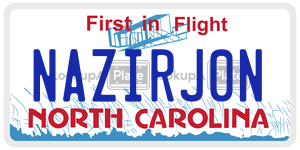 NAZIRJ0N  license plate in NC
