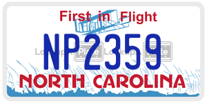 NP2359 license plate in North Carolina