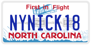 NYNICK18 license plate in North Carolina