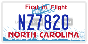 NZ7820 license plate in North Carolina