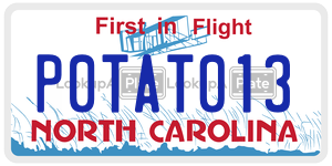 P0TAT013  license plate in NC