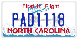 PAD1118 license plate in North Carolina