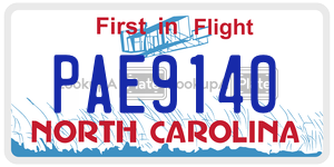 PAE9140 license plate in North Carolina