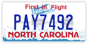 PAY7492  license plate in NC