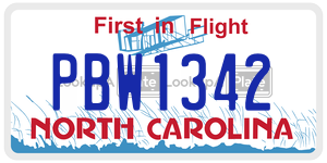PBW1342  license plate in NC