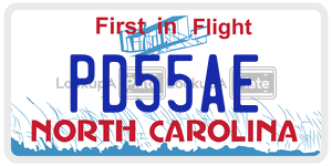 PD55AE  license plate in NC