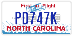 PD747K license plate in North Carolina