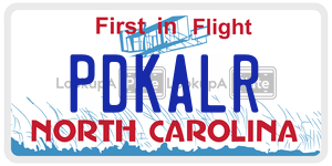 PDKALR  license plate in NC