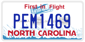 PEM1469 license plate in North Carolina