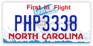 PHP3338  license plate in NC