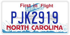 PJK2919 license plate in North Carolina