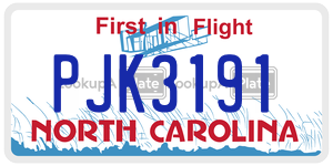 PJK3191  license plate in NC