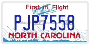 PJP7558  license plate in NC