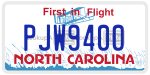 PJW9400  license plate in NC