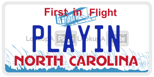 PLAYIN  license plate in NC