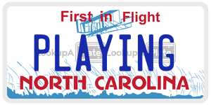 PLAYING  license plate in NC
