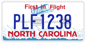 PLF1238  license plate in NC