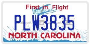 PLW3835 license plate in North Carolina