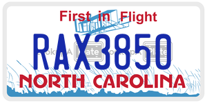 RAX3850 license plate in North Carolina
