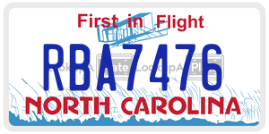 RBA7476  license plate in NC