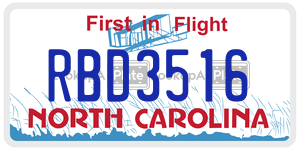 RBD3516  license plate in NC