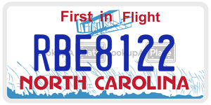 RBE8122  license plate in NC