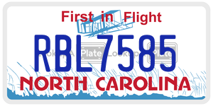 RBL7585 license plate in North Carolina