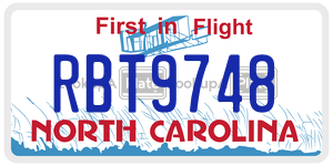 RBT9748  license plate in NC