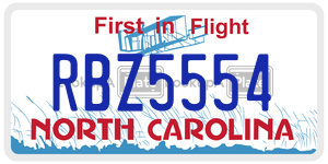RBZ5554 license plate in North Carolina
