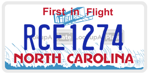 RCE1274  license plate in NC