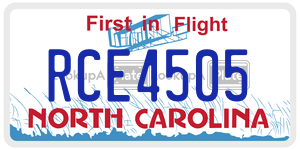 RCE4505 license plate in North Carolina