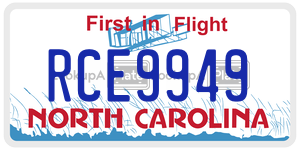 RCE9949  license plate in NC
