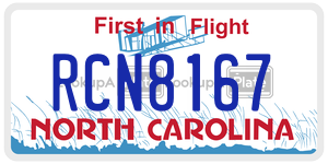 RCN8167  license plate in NC