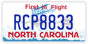 RCP8833 license plate in North Carolina