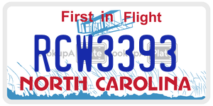 RCW3393  license plate in NC