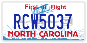 RCW5037  license plate in NC