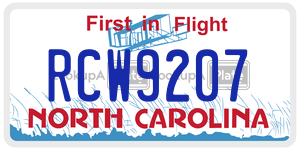 RCW9207 license plate in North Carolina