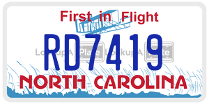 RD7419 license plate in North Carolina