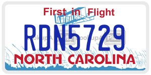 RDN5729 license plate in North Carolina