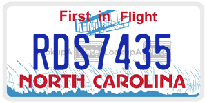 RDS7435 license plate in North Carolina