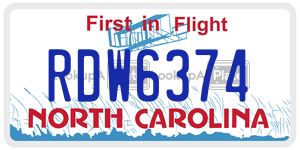 RDW6374  license plate in NC