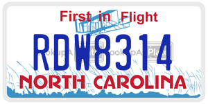 RDW8314 license plate in North Carolina