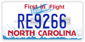 RE9266 license plate in North Carolina