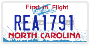 REA1791 license plate in North Carolina
