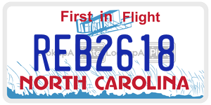 REB2618  license plate in NC