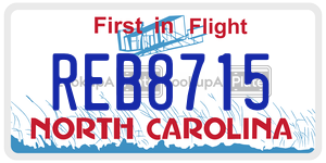 REB8715 license plate in North Carolina