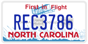 REC3786 license plate in North Carolina