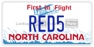 RED5  license plate in NC
